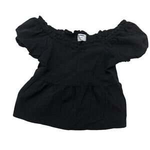 Old Navy Black Top sz L (10-12) Puff Short Sleeves Babydoll Top